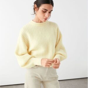 & Other Stories Cream Ribbed Sweater
